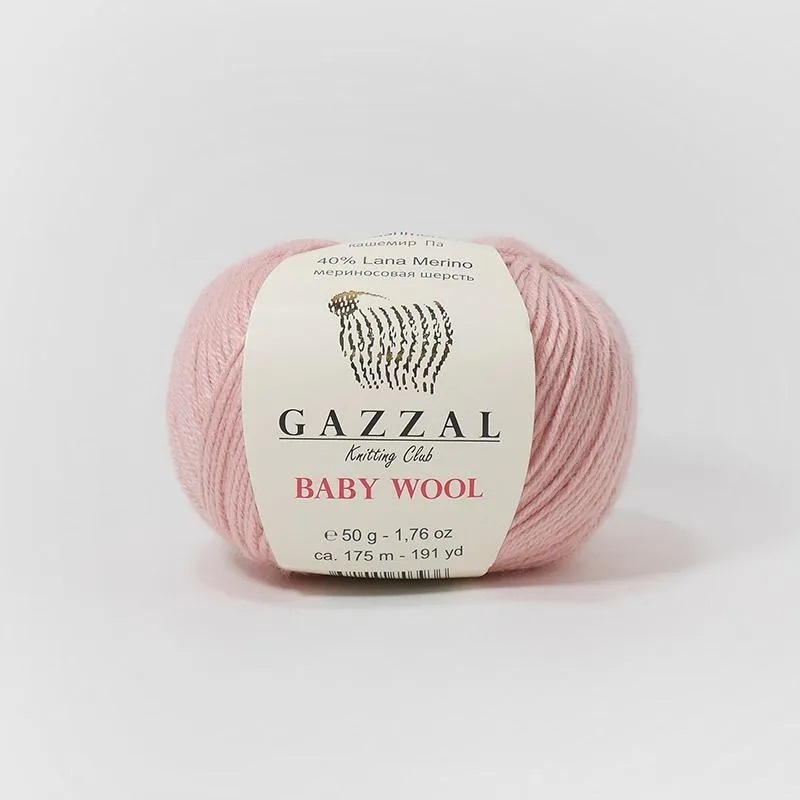 ПряжаGazzalBabyWool(ГазалБебиВул)шерстьмериноса/кашемирПА/акрил,845пыльнаяроза,2мотка