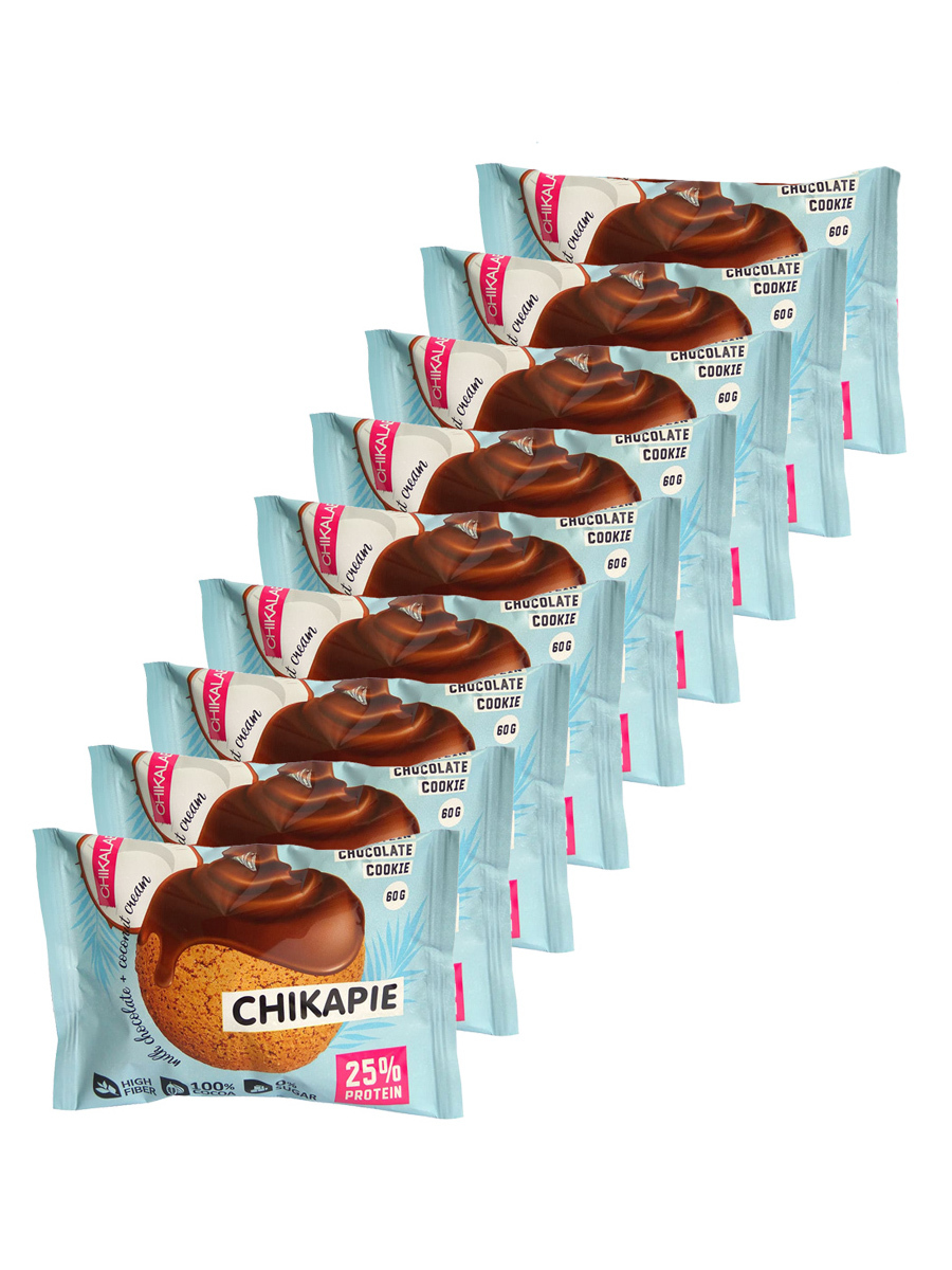 Chikalab, Протеиновое печенье Chikapie с начинкой, 9шт по 60г (кокос ...