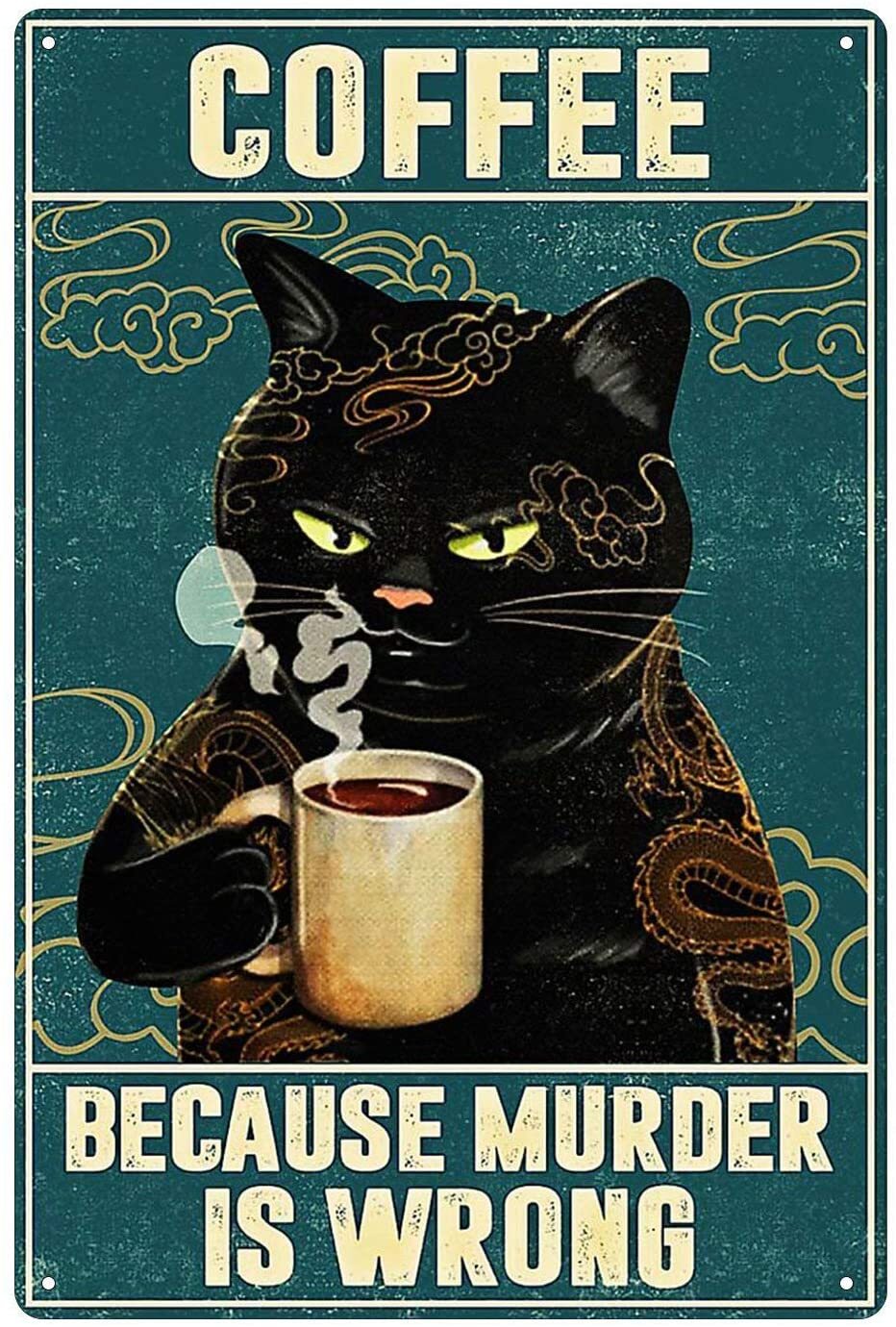 Кот с кофе мем