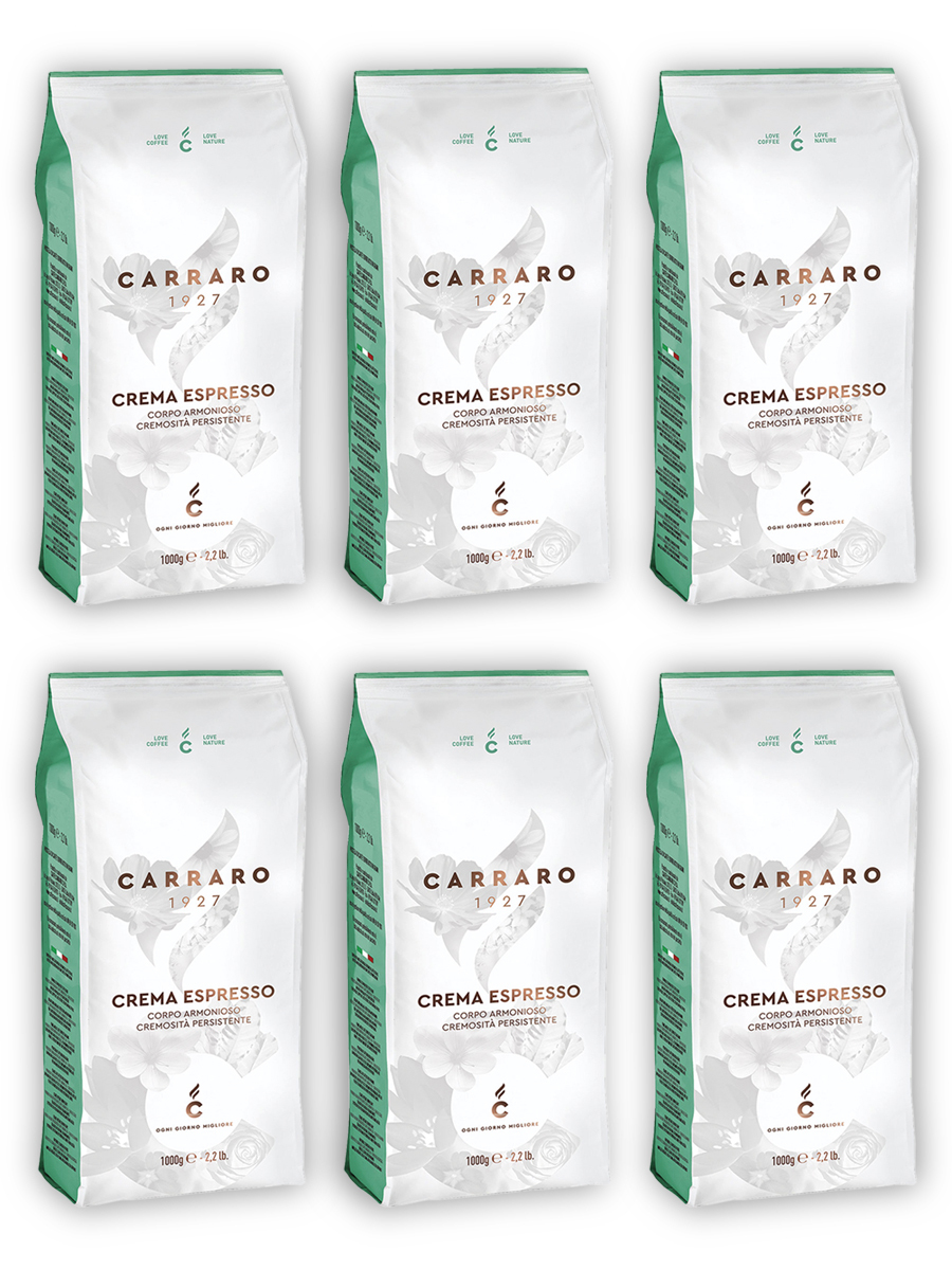 Кофе в зернах Carraro Crema Espresso 1 кг, набор из 6 шт — купить в ...