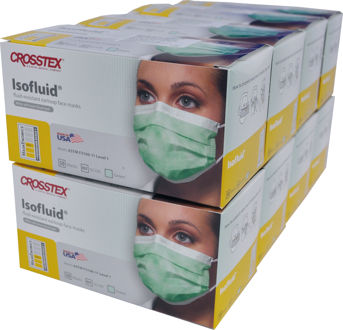 Crosstex Маски медицинские бумажные Isofluid Зеленые (Green) 50 шт 8 ...