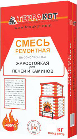 ТЕРРАКОТ смесь огнеупорная для ремонта печей и каминов (5кг) / TERRAKOT смесь ремонтная жаростойкая для печей и каминов (5кг)