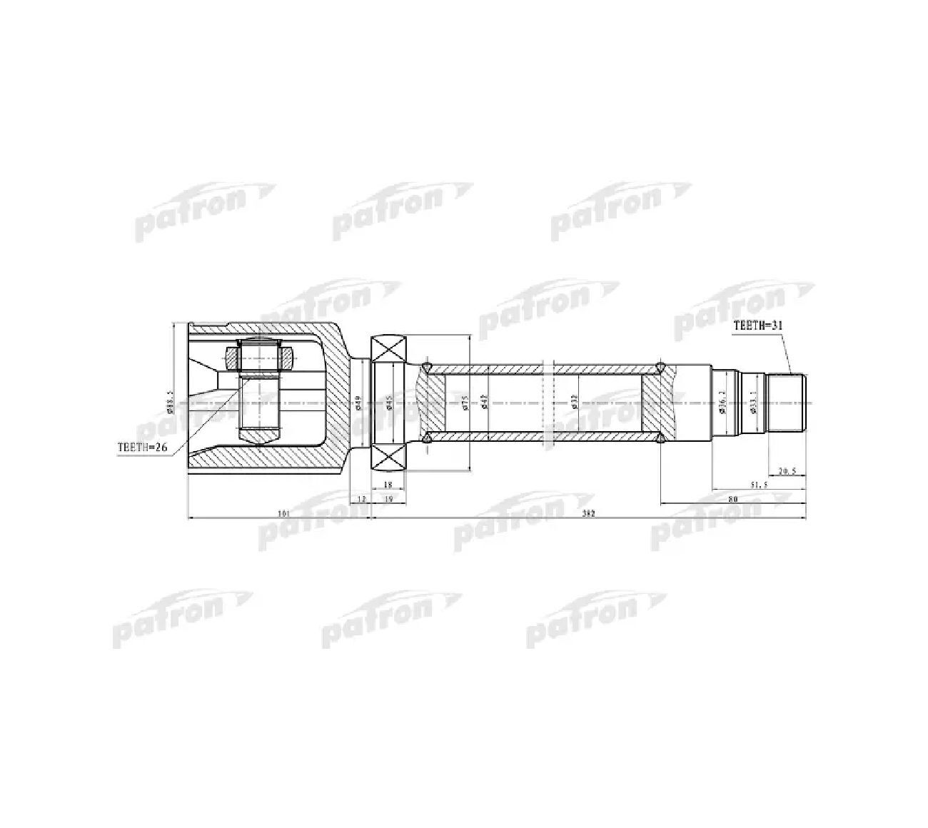 PATRON ШРУС внутренний, арт. PCV1325, 1 шт.