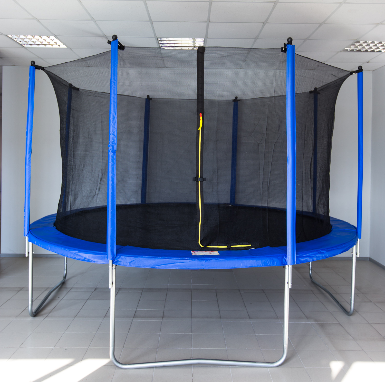 Детский каркасный батут для дома с защитной сеткой внутренней Trampoline 12 ft 366 см (Синий)