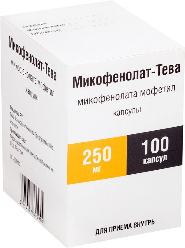 Микофенолат-Тева капсулы 250 мг х100 —  в интернет-аптеке  .