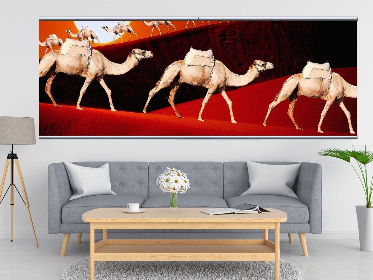 Картина на холсте Животные, верблюды, верблюд 240x90 см. с алюминиевыми  подвесами, в тубусе - купить по низкой цене в интернет-магазине OZON  (561927830)