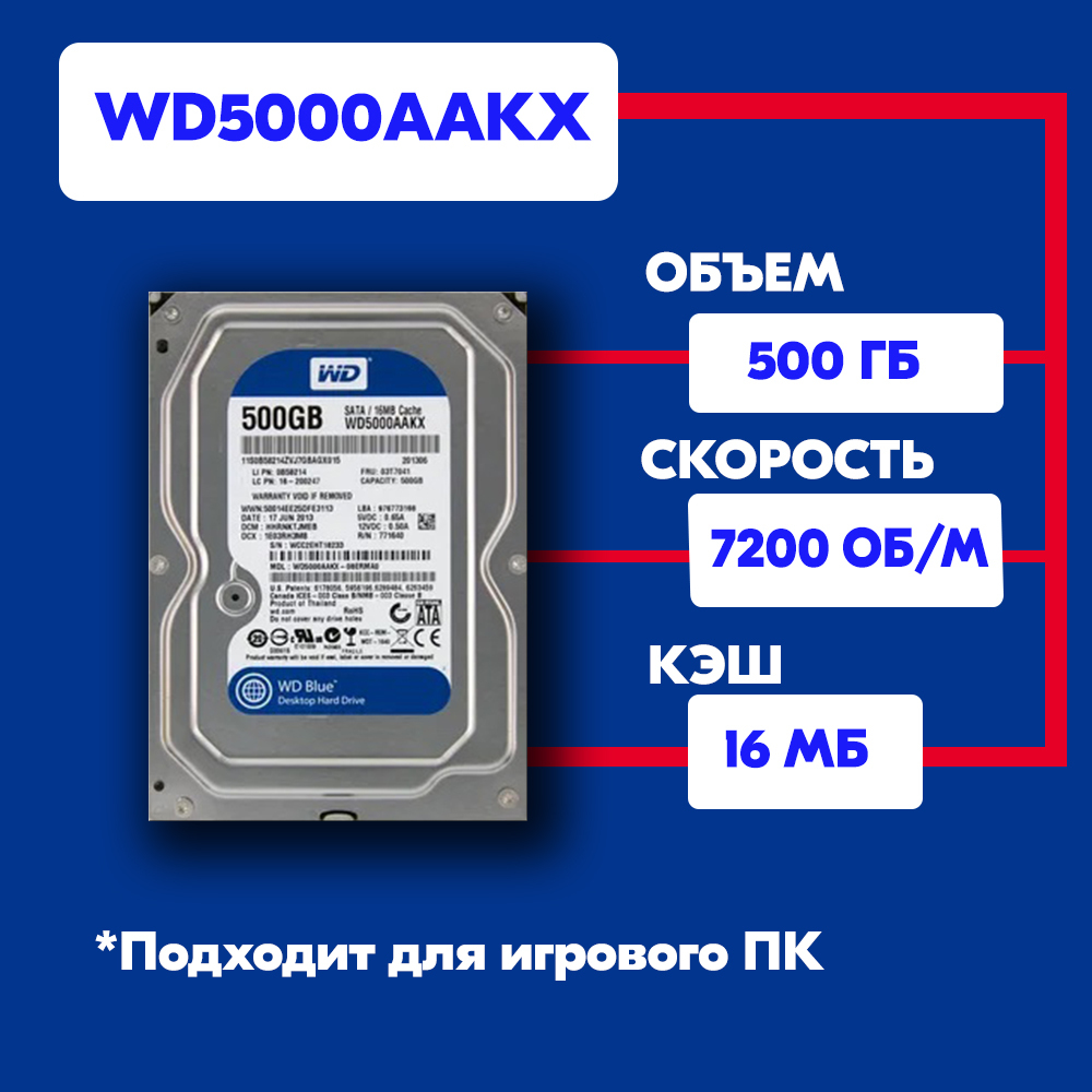 Western Digital 500 ГБ Внутренний жесткий диск wd5000aakx (WD5000AAKX) 