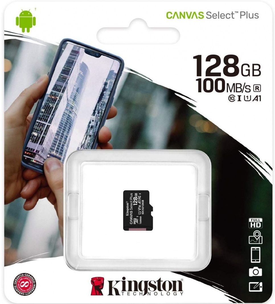 КартапамятиmicroSDXC128GbKingstonCanvasSelectPlusClass10UHS-IU1100Mb/sSDCS2/128GBSP