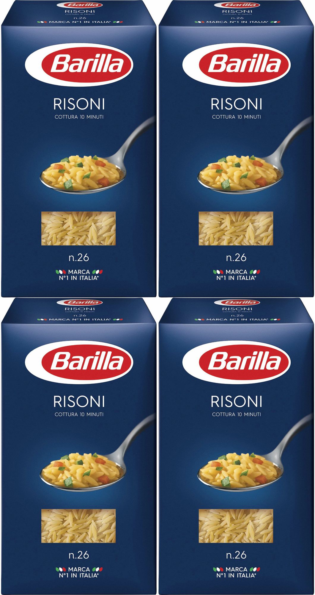 Макаронные изделия Barilla Risoni No 26 Фигурки, комплект: 4 упаковки по  450 г - купить с доставкой по выгодным ценам в интернет-магазине OZON  (696971872)