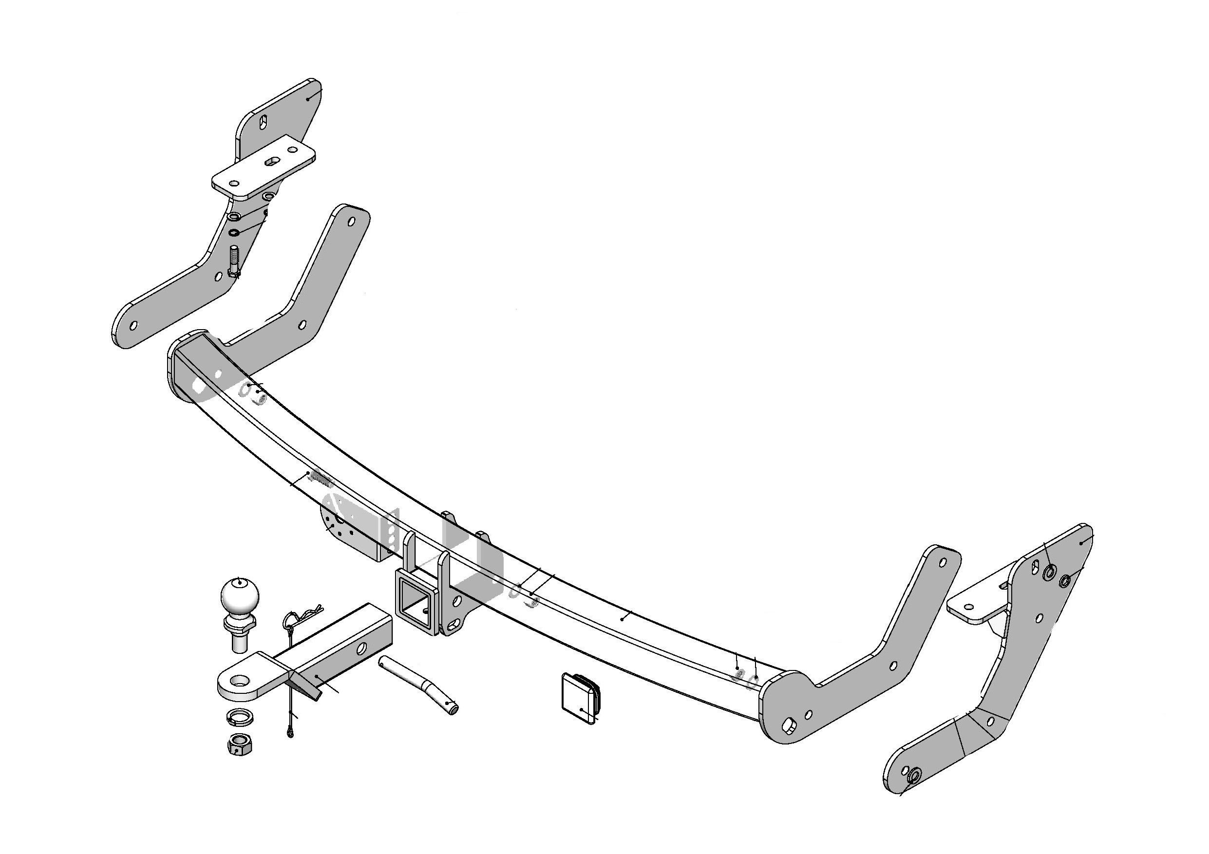 Фаркоп под квадрат HYUNDAI SANTA FE CLASSIC (SM) (ТАГАЗ) 2001-2012 (без электрики) Leader Plus H205-E