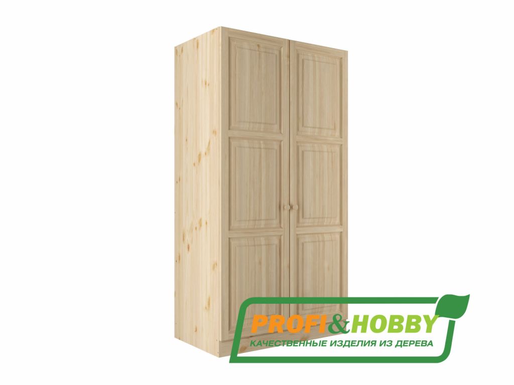 Шкаф распашной двухдверный Модерн из сосны, без покраски - купить по ...