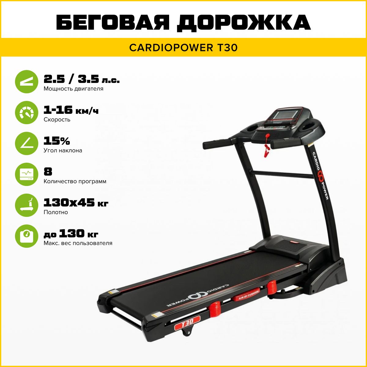 Беговая дорожка cardiopower t30