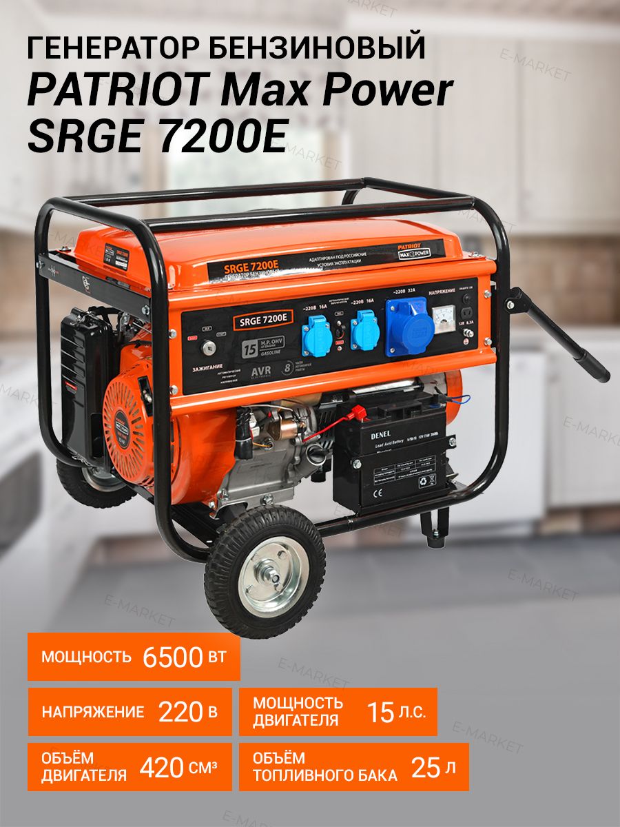 5 квт. электростанция бензиновая patriot maxpower srge 1500. бензиновый генератор patriot max power srge 7200e. бензиновый генератор патриот 7200 е. генератор бензогенератор patriot 7200e.