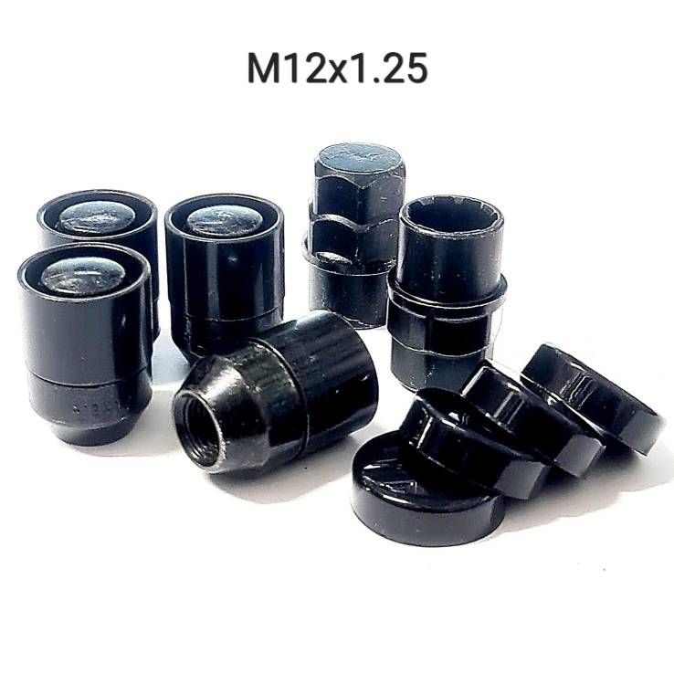 Секретки для колес гайки черные М12х1.25 Nissan, Subaru и др.