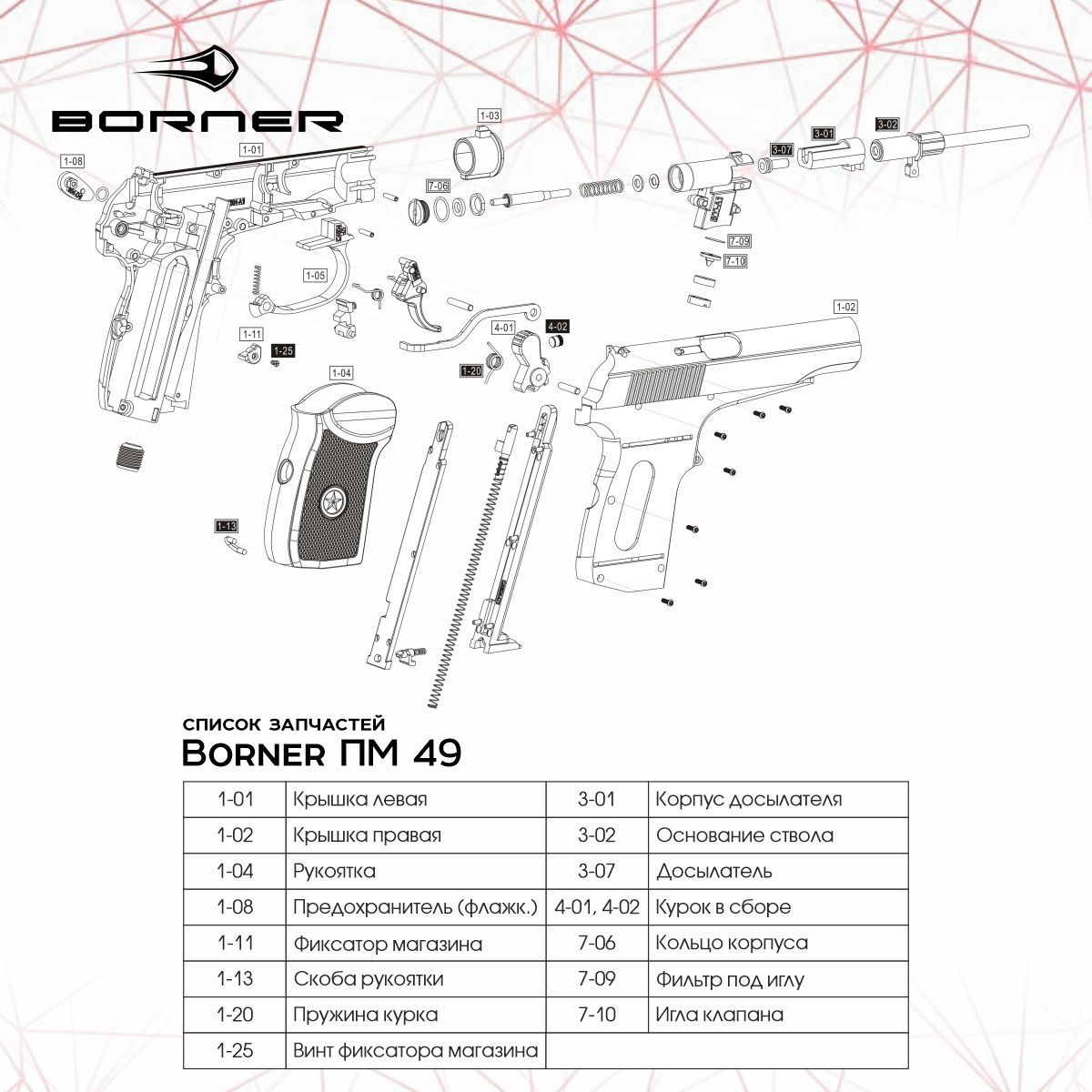 ЗИПBornerПМ49/PM49:РукояткаWC4-8041-04