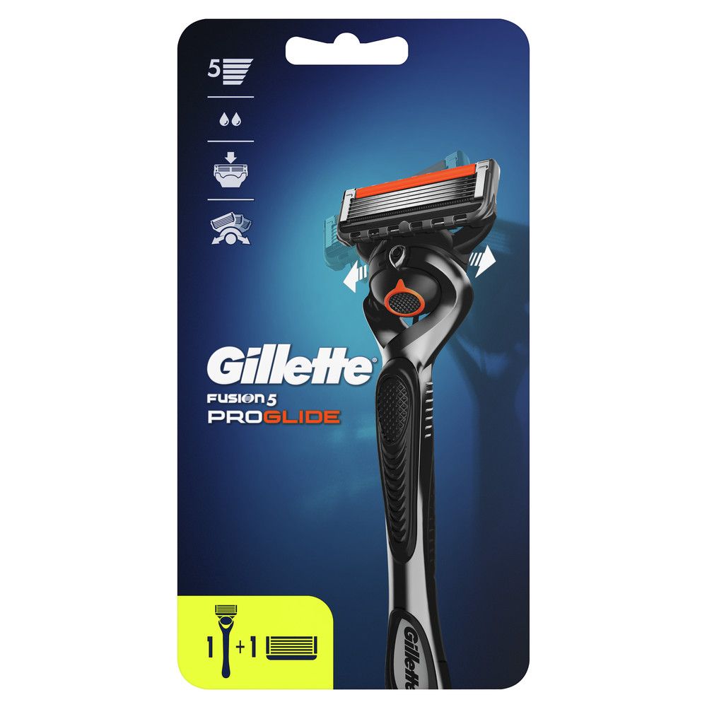 Gillette Fusion ProGlide Мужская Бритва, 2 кассеты, с 5 лезвиями с углеродным покрытием, с технологией FlexBall, с триммером