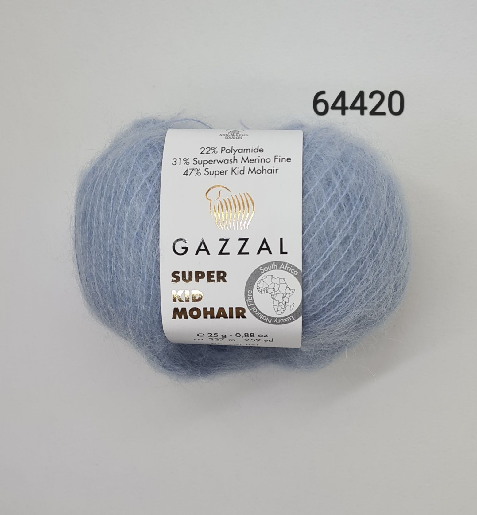 Пряжа Gazzal Super Kid Mohair (Газал Супер Кид Мохер), цвет- 64420, Голубой  -2 шт. - купить с доставкой по выгодным ценам в интернет-магазине OZON  (870392719)