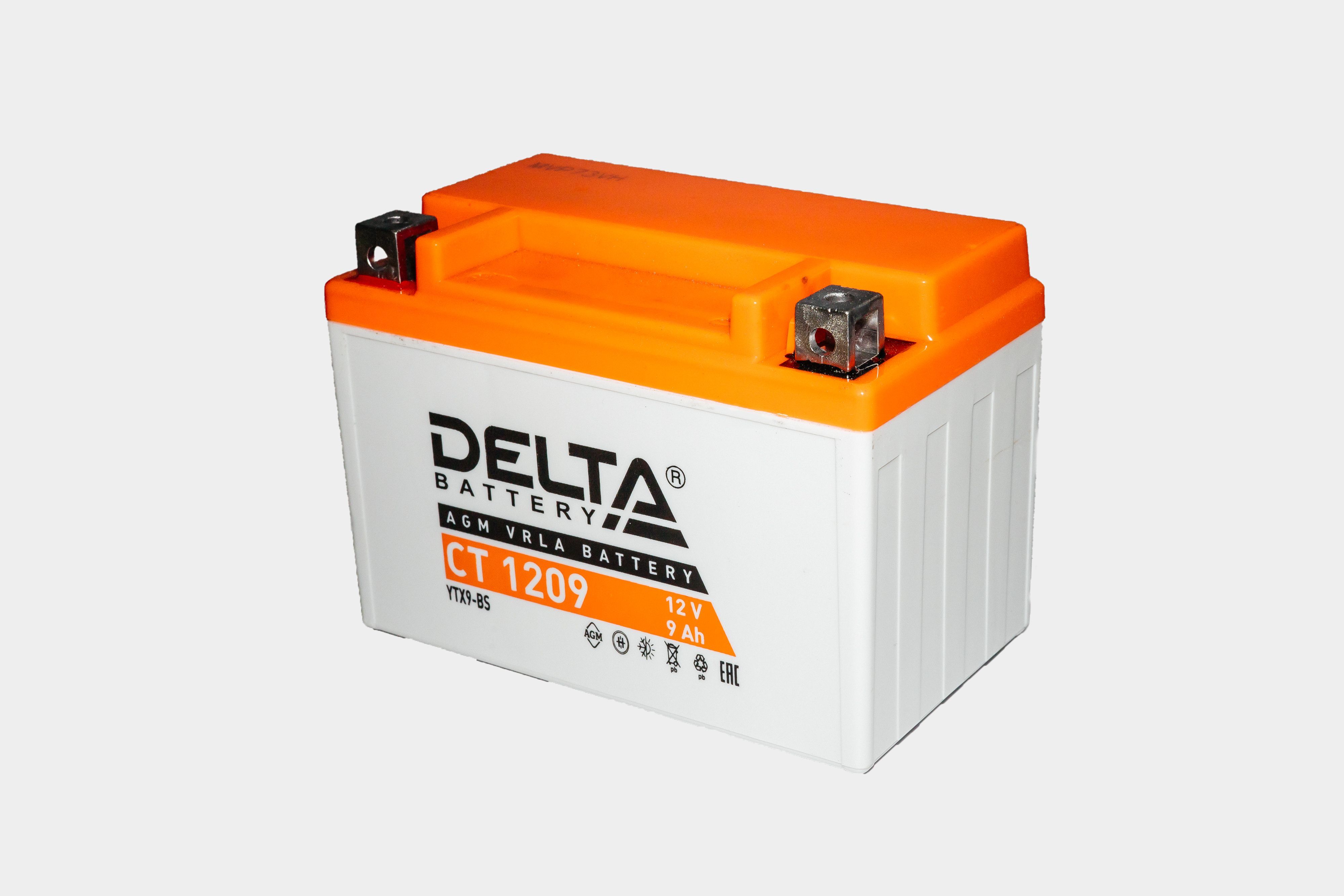 Battery ct. Delta Battery AGM 9 А/Ч прямая l+ en135a (ct1209), шт. Delta Battery CT 1209.