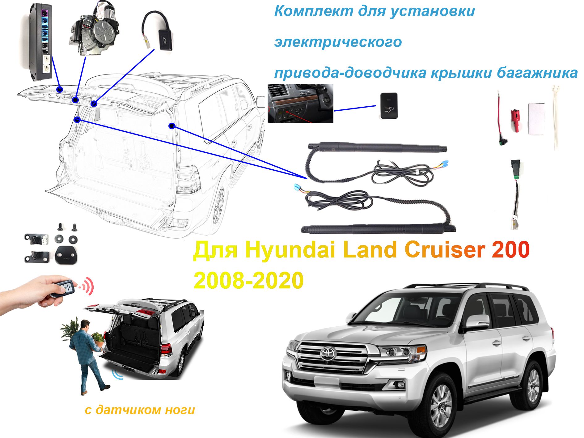 Электропривод багажника для Toyota LAND CRUISER 200 2008-2020 с датчиком  ноги - арт. 2023031900114 - купить по выгодной цене в интернет-магазине  OZON (914532840)