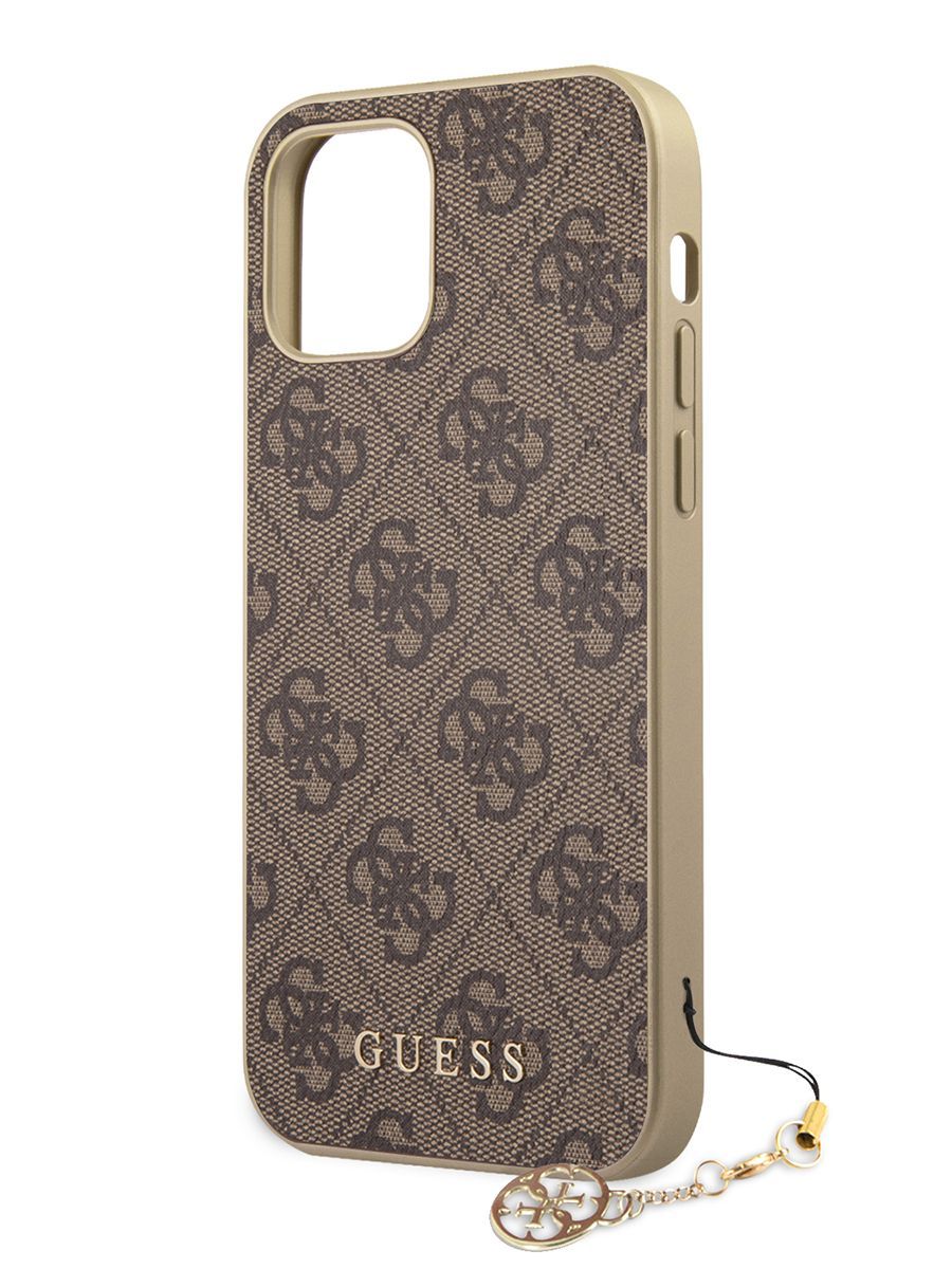 Чехол Guess PU leather на Apple iPhone 12, 12 Pro / Айфон 12, 12 Про из  экокожи с металлическим логотипом с брелком 4G, коричневый - купить с  доставкой по выгодным ценам в интернет-магазине OZON (918429297)