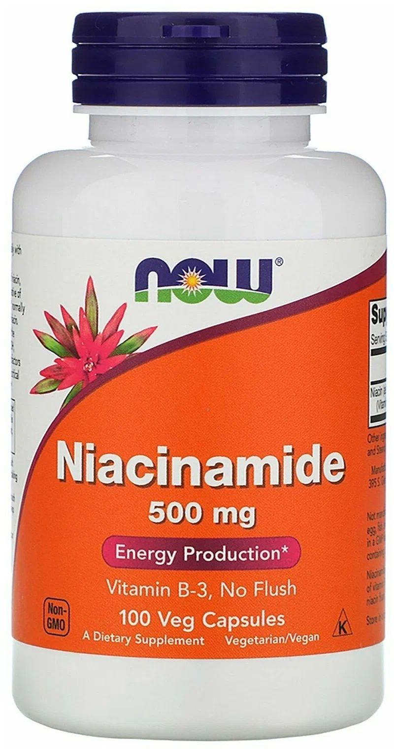 NOWВитаминB3(Ниацинамид)Niacinamide500mg100капсул.Ускоряетметаболизм.Укрепляетиммунитет