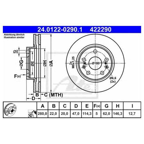 ТормознойдискпереднийAte24012202901дляSuzukiSX4,Vitara