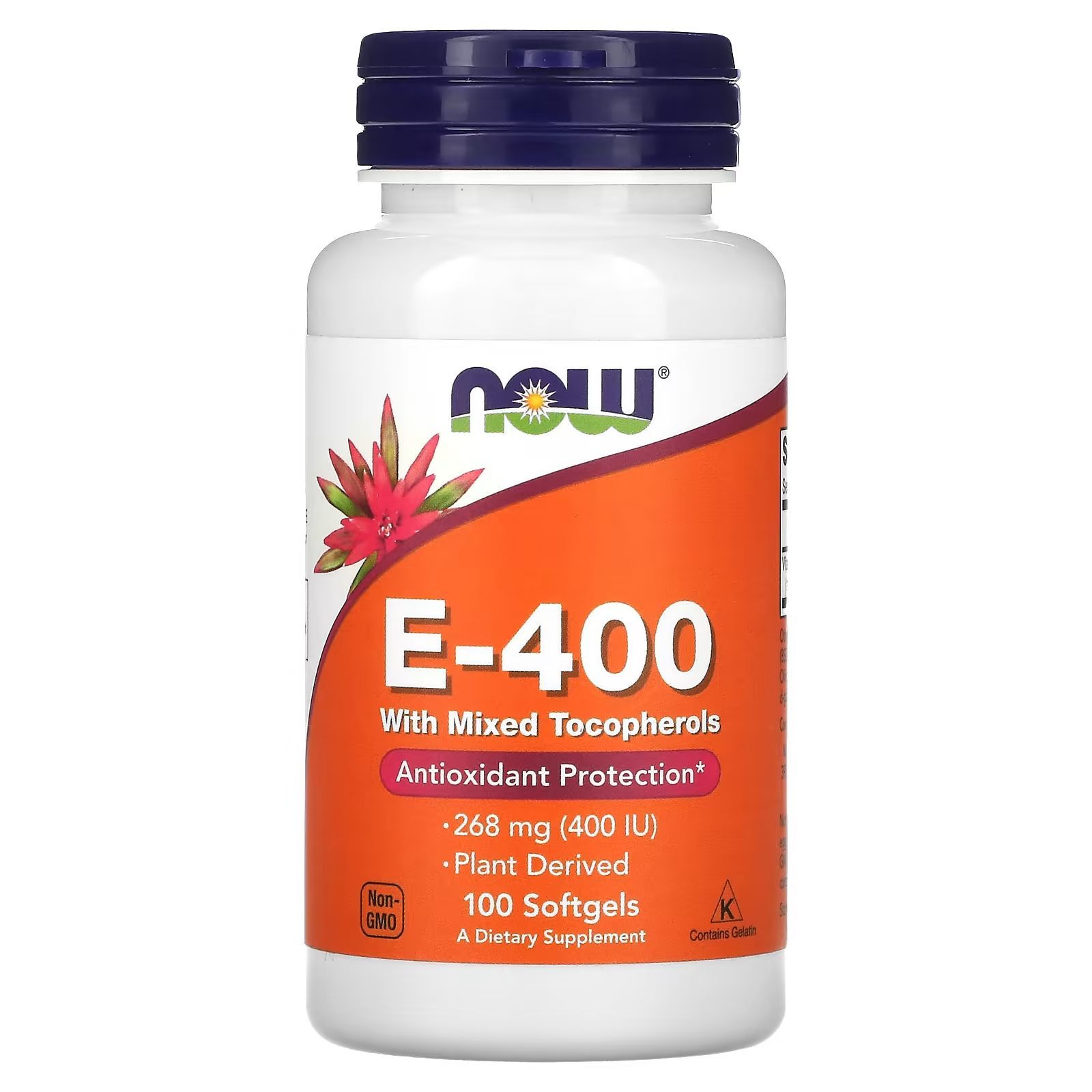 Витамин E NOW Vitamin E-400 МЕ 100 гелиевых капсулы