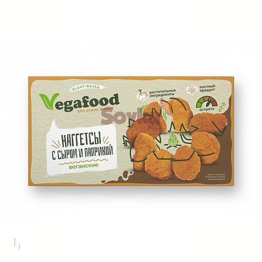 Наггетсы растительные с постным сыром и паприкой Vegafood, 200г / 100% растительный продукт без мяса / подходит для веганов