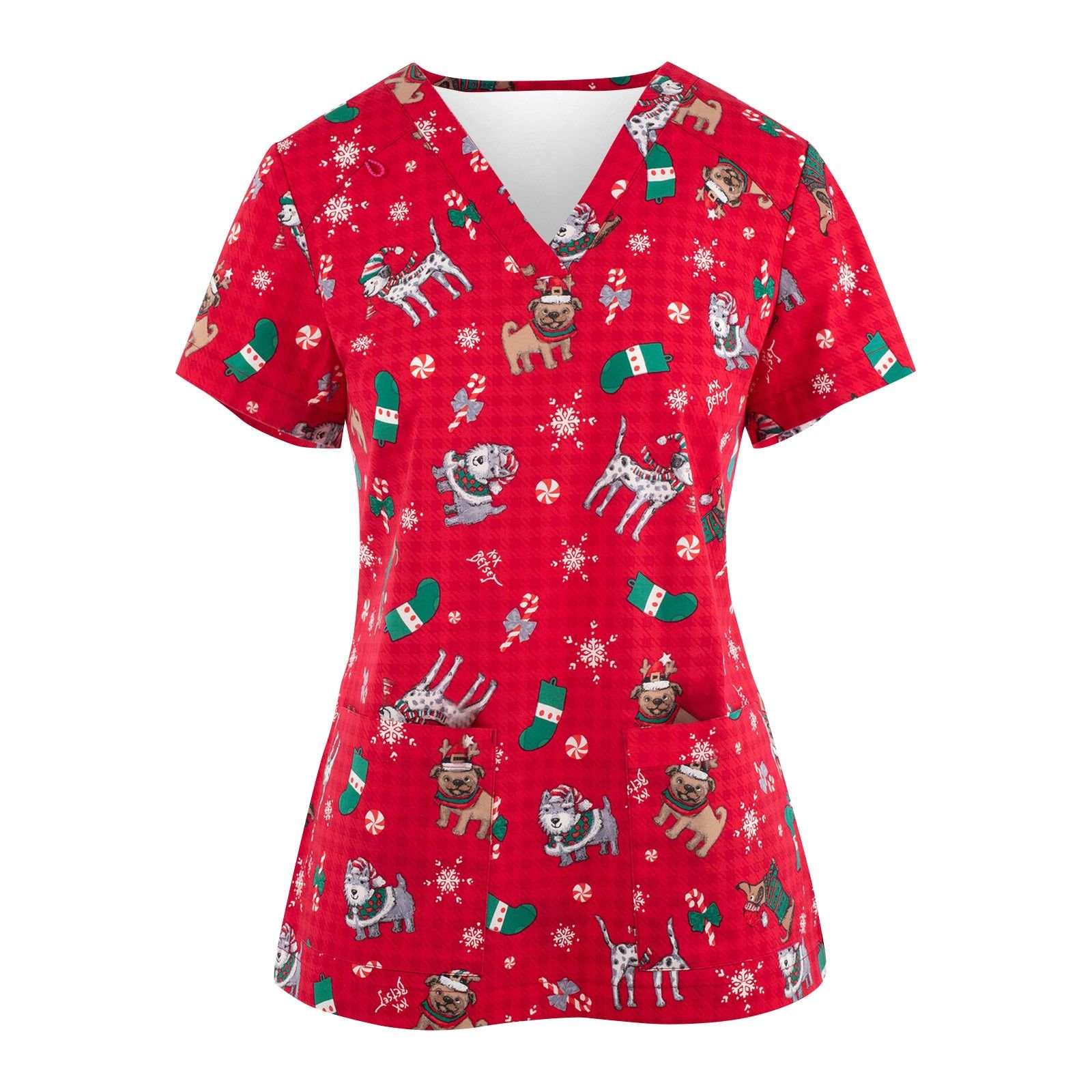 Holiday scrub tops plus size