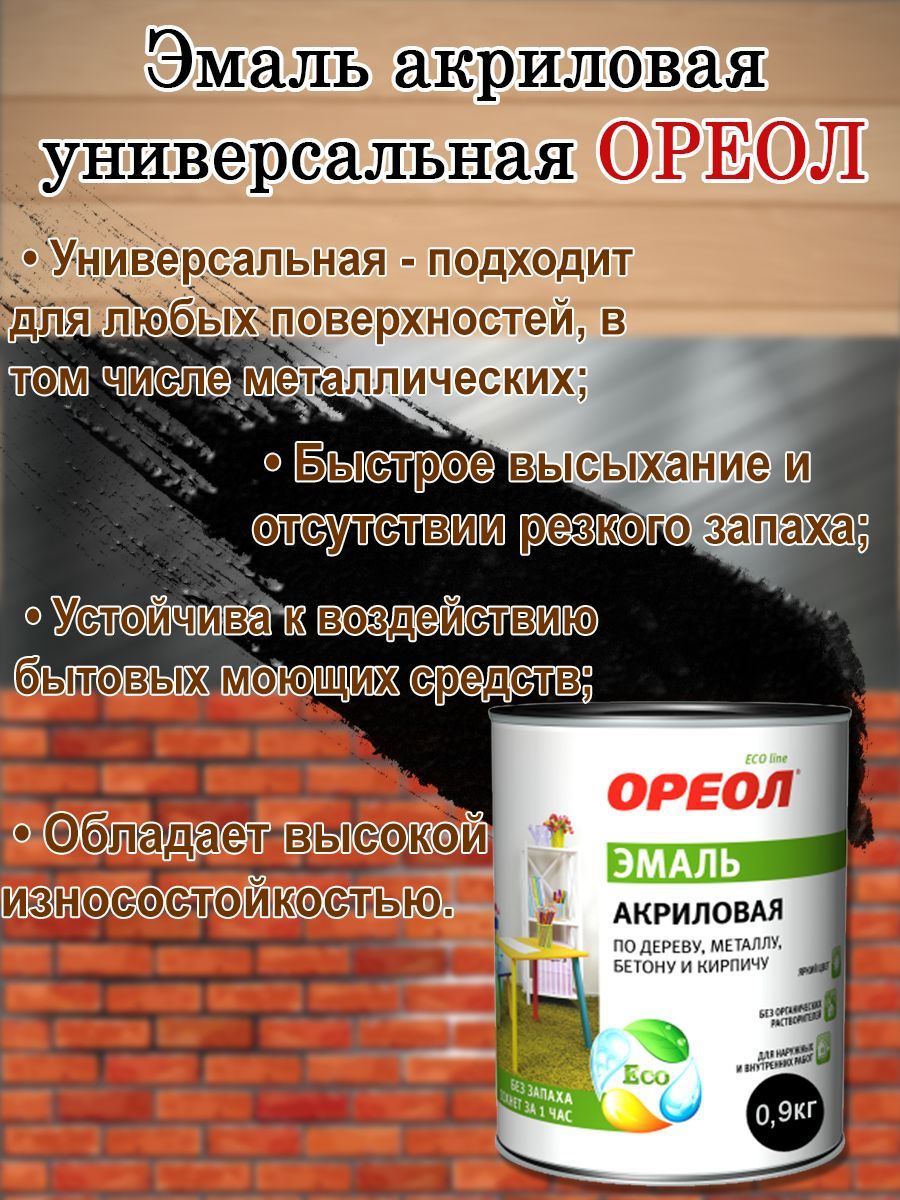 Эмаль Эмпилс Ореол_акрил_унив Быстросохнущая, Акриловая, Матовое покрытие,  черный матовый - купить в интернет-магазине OZON по выгодной цене  (872253157)