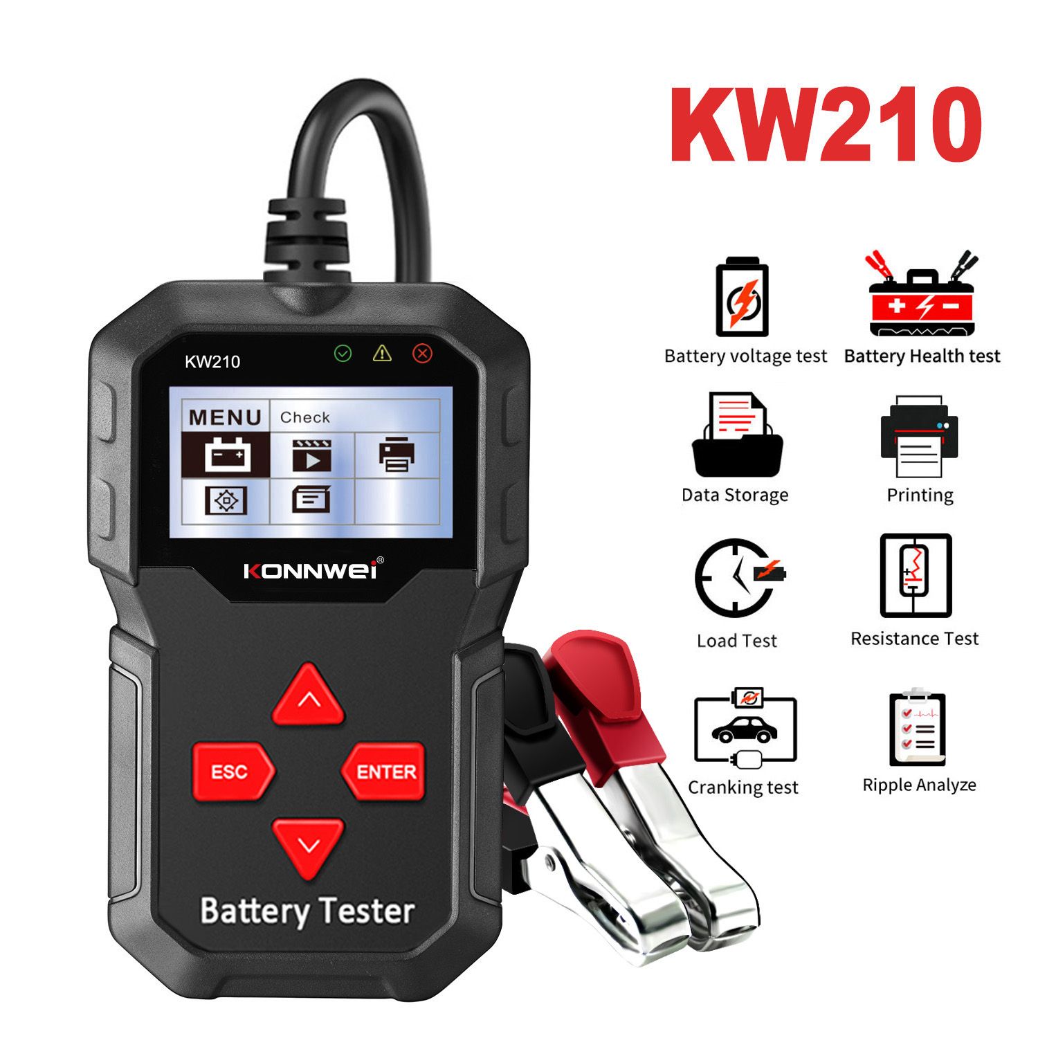 ИнструментдляпроверкинапряженияKONNWEIBatteryTesterCar12vTestingKW210