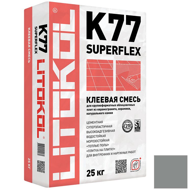 Клей для плитки и камня Litokol SuperFlex K77 серый 25 кг