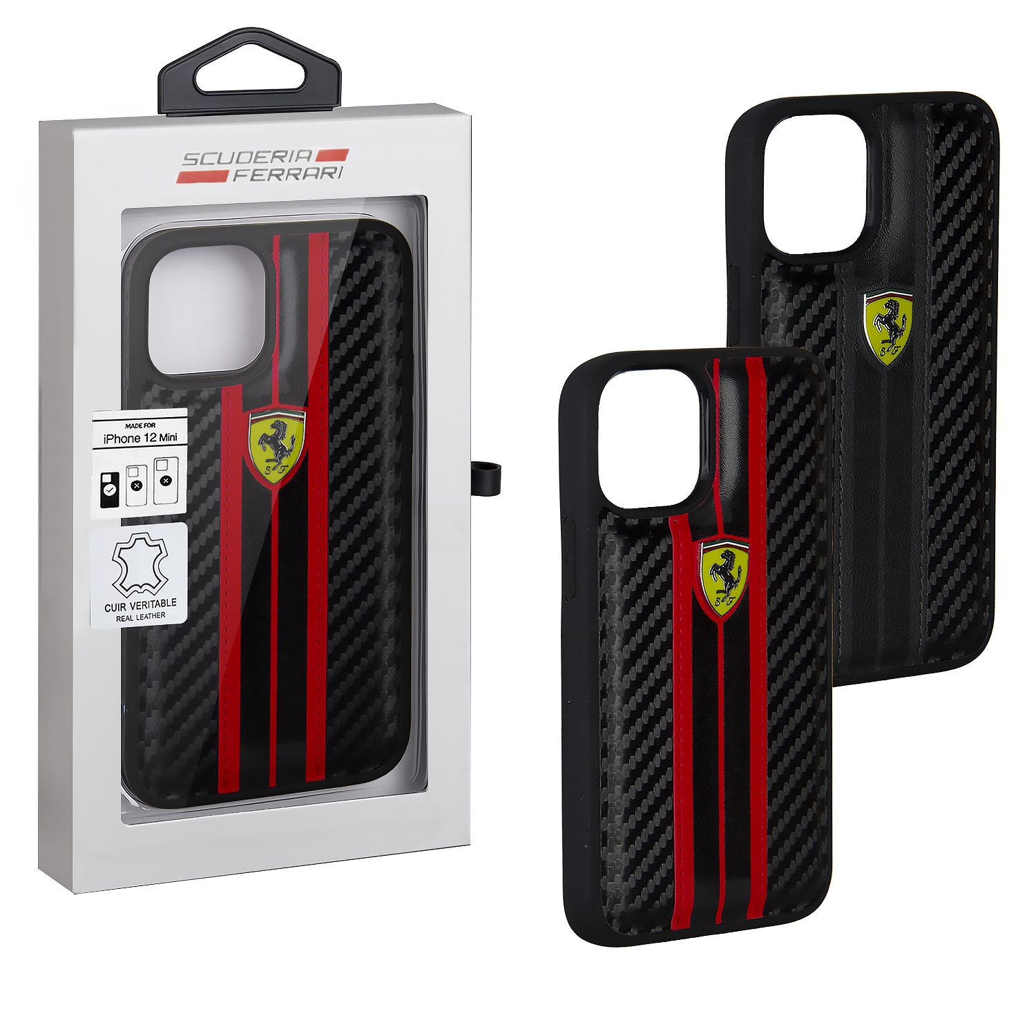 Чехол для iPhone 12 Mini Ferrari карбон черный - купить с доставкой по  выгодным ценам в интернет-магазине OZON (1083923591)