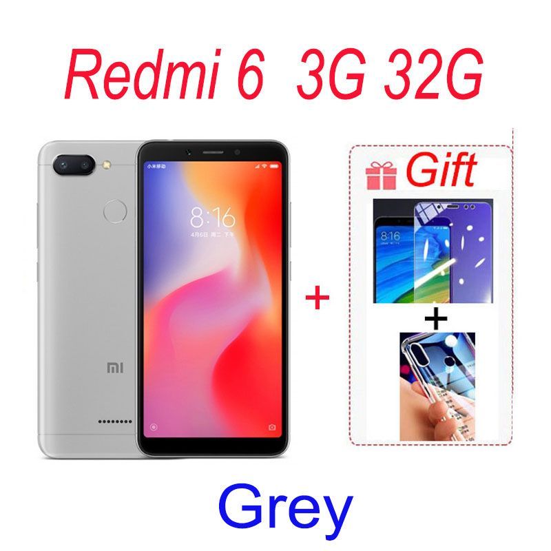 RedmiСмартфонОригинальныйXiaomiRedmi63GB32GB/4GB64GB3000mAh6,6дюймаcelulargoogleplayотпечатокпальцаокта-ядроглобальногоRom4GсмартфонаGlobal3/32ГБ,серый