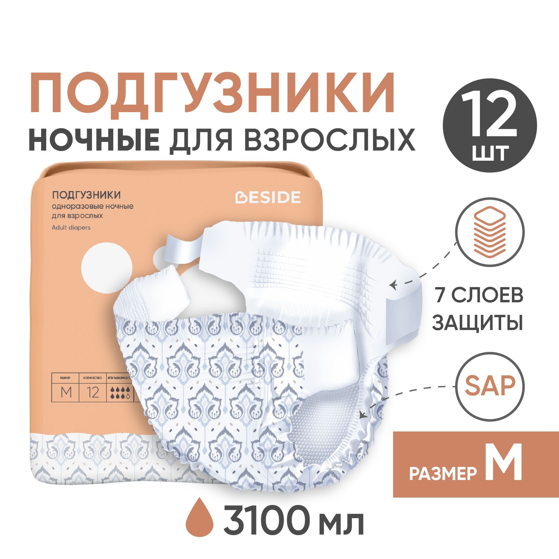 Подгузники для взрослых BESIDE (Бисайд) – купить подгузник для взрослых ...