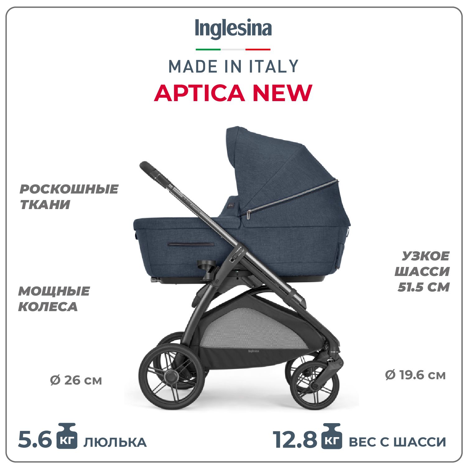 Коляска 2 в 1 Inglesina Aptica New с подставкой под люльку Stand Up, Resort Blue