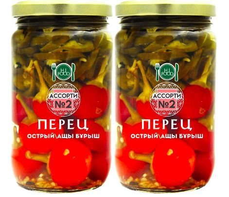 Перец острый маринованный HI FOOD "Ассорти №2", 2х380 г