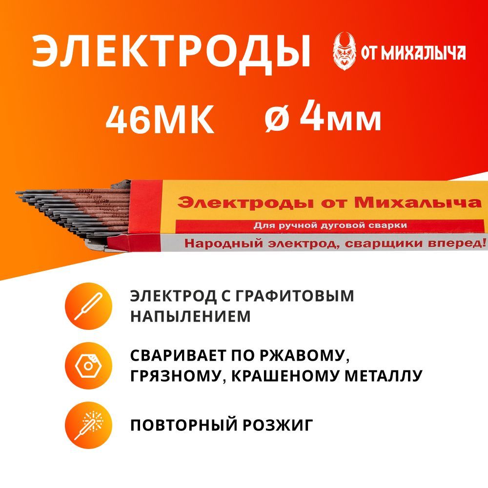 Электроды сварочные от Михалыча 46MK д. 4,0 мм (пачка 1кг) - купить с  доставкой по выгодным ценам в интернет-магазине OZON (1126256188)