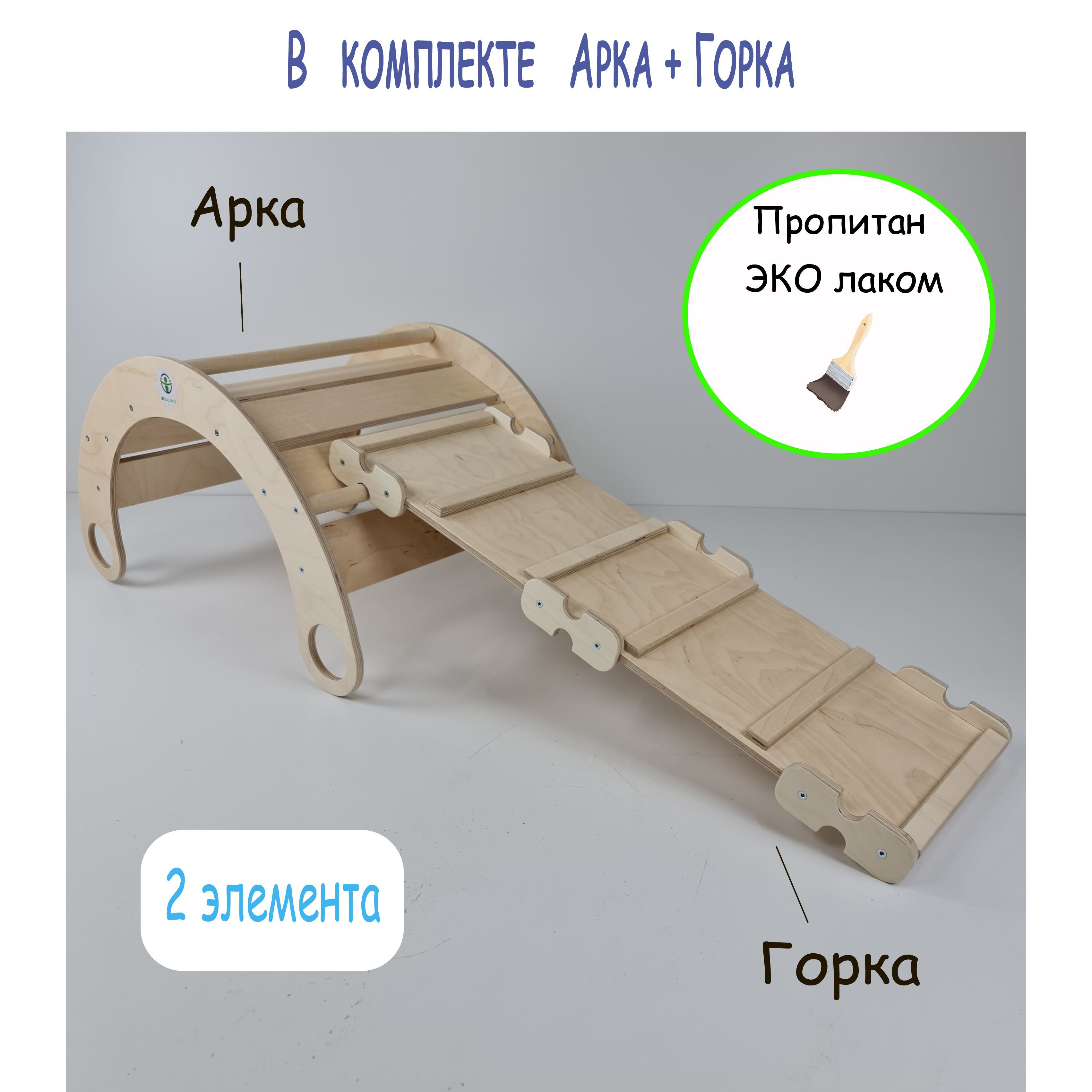 Арка Качалка с двусторонней Горкой Пиклера покрытые эко лаком - купить с  доставкой по выгодным ценам в интернет-магазине OZON (802825568)