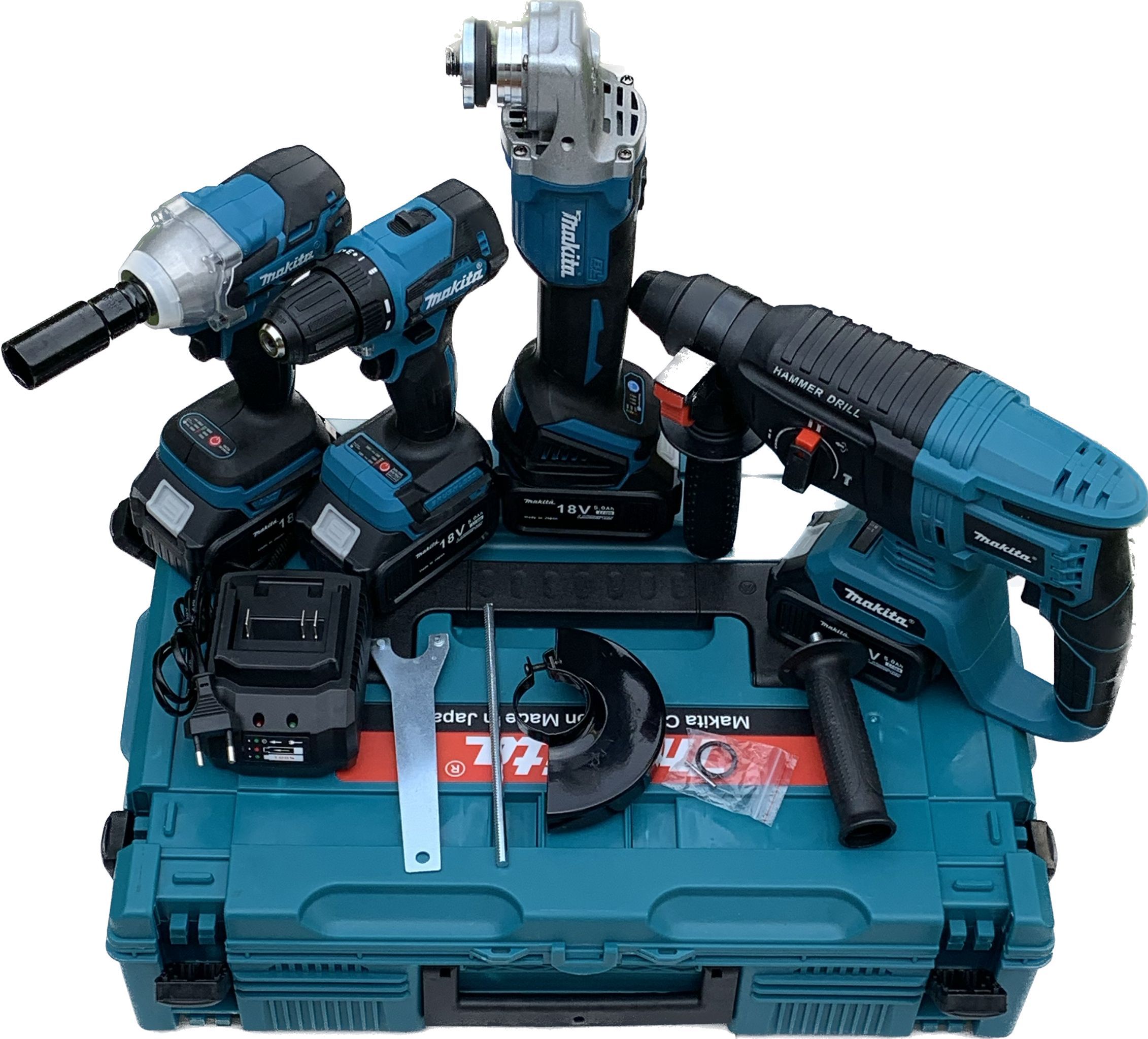 набор инструментов 4в1 аккумуляторный makita. электроинструменты makita красивые фото. Makita dk006mx1.