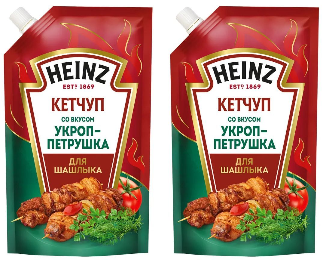 Кетчуп томатный Heinz со вкусом Укроп-Петрушка, 2 уп по 320 г