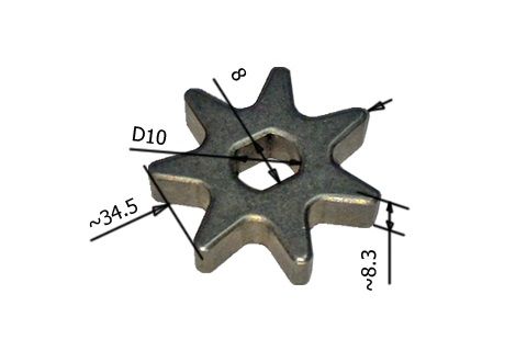 ЗвездочкадляцепнойпилыПармаМ3,Expert,Тайга,Протон7зубов(Dвн.10x8мм,Dнар.35мм,H8,3мм)