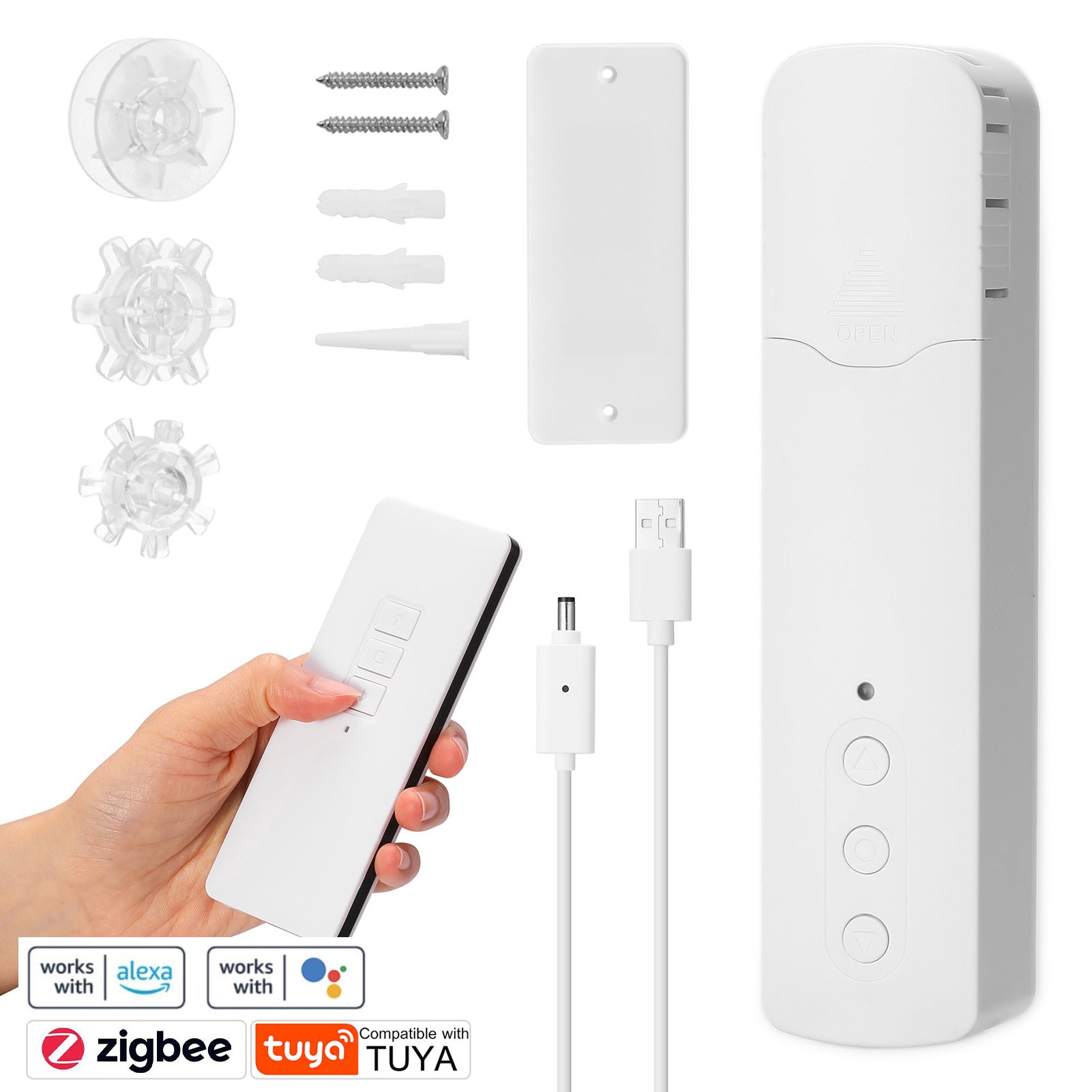 Tuya ZigBee TM616EGBZTN Перезаряжаемый интеллектуальный привод для штор с выдвижными бусинами