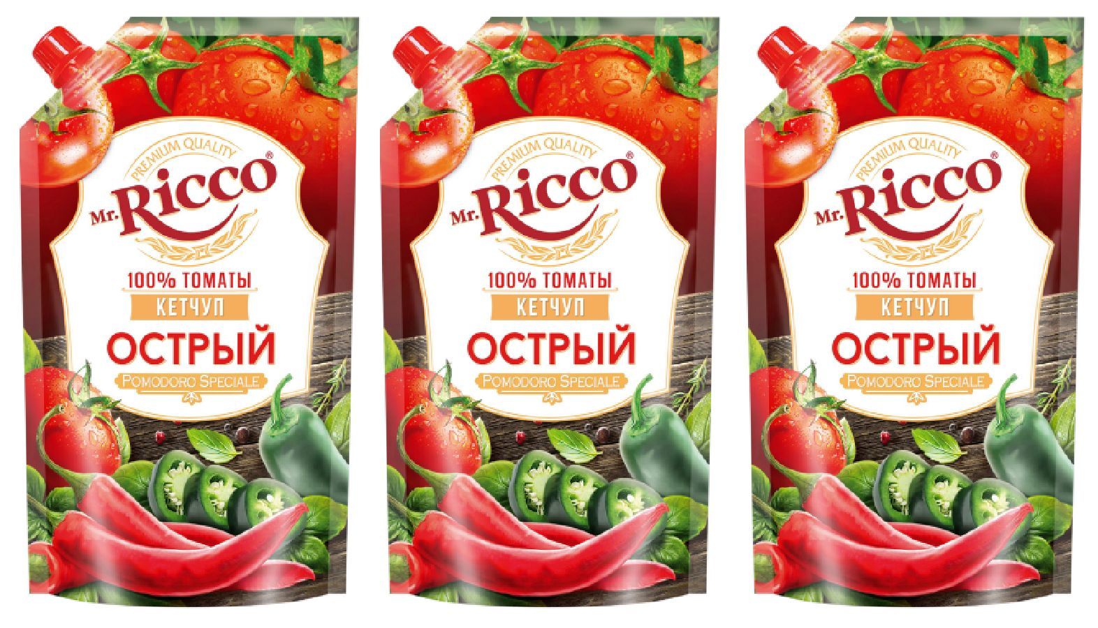 Кетчуп MR.RICCO Pomodoro Speciale Острый, 3 уп по 300 г