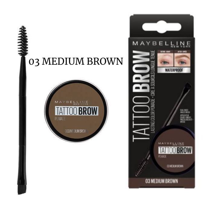 Maybelline New York Водостойкая помада для бровей TATTOO BROW POMADE, оттенок 03 MEDIUM BROWN