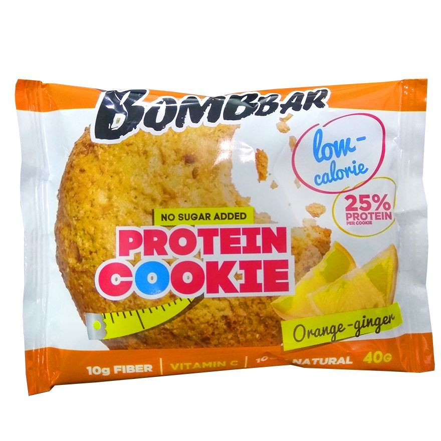 ПротеиновыйбатончикBombbarProteincookie40г,Апельсин-Имбирь