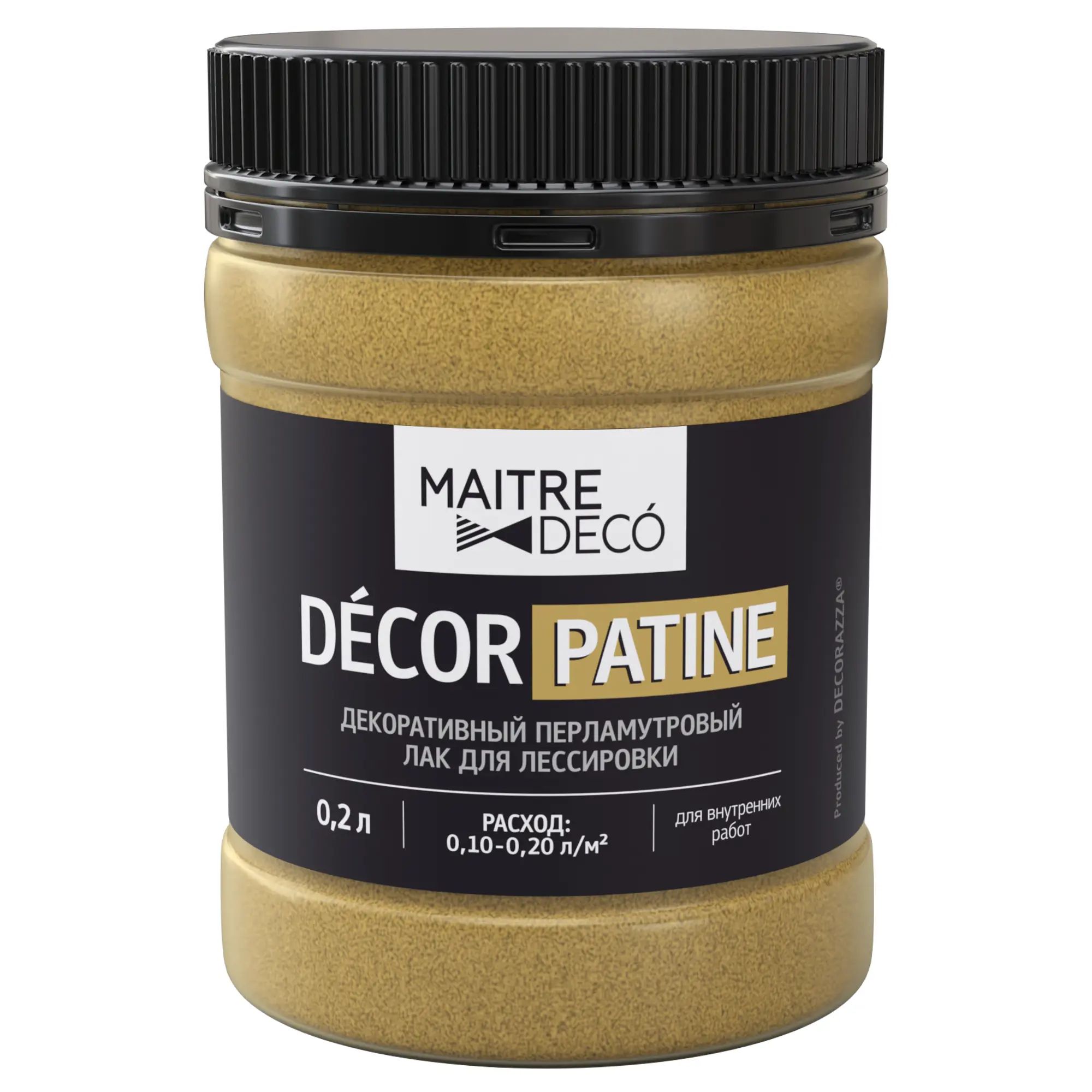 Лак перламутровый Maitre deco Décor патина 0.2 л цвет золотой