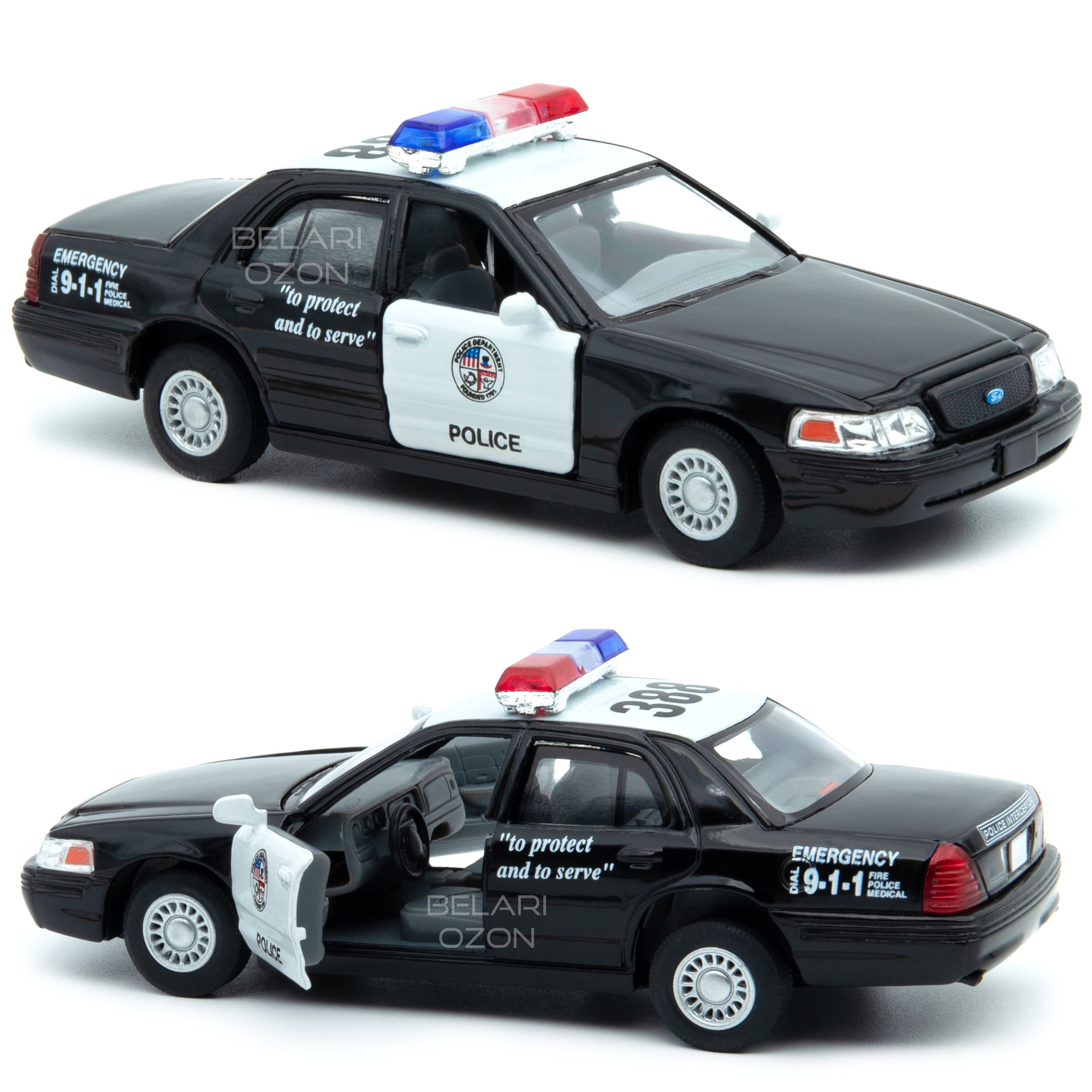 Машинка металлическая Kinsmart 1:42 Ford Crown Victoria Police Interceptor  (Форд Краун Виктория полицейский) KT5327D инерционная, двери открываются -  купить с доставкой по выгодным ценам в интернет-магазине OZON (833350116)