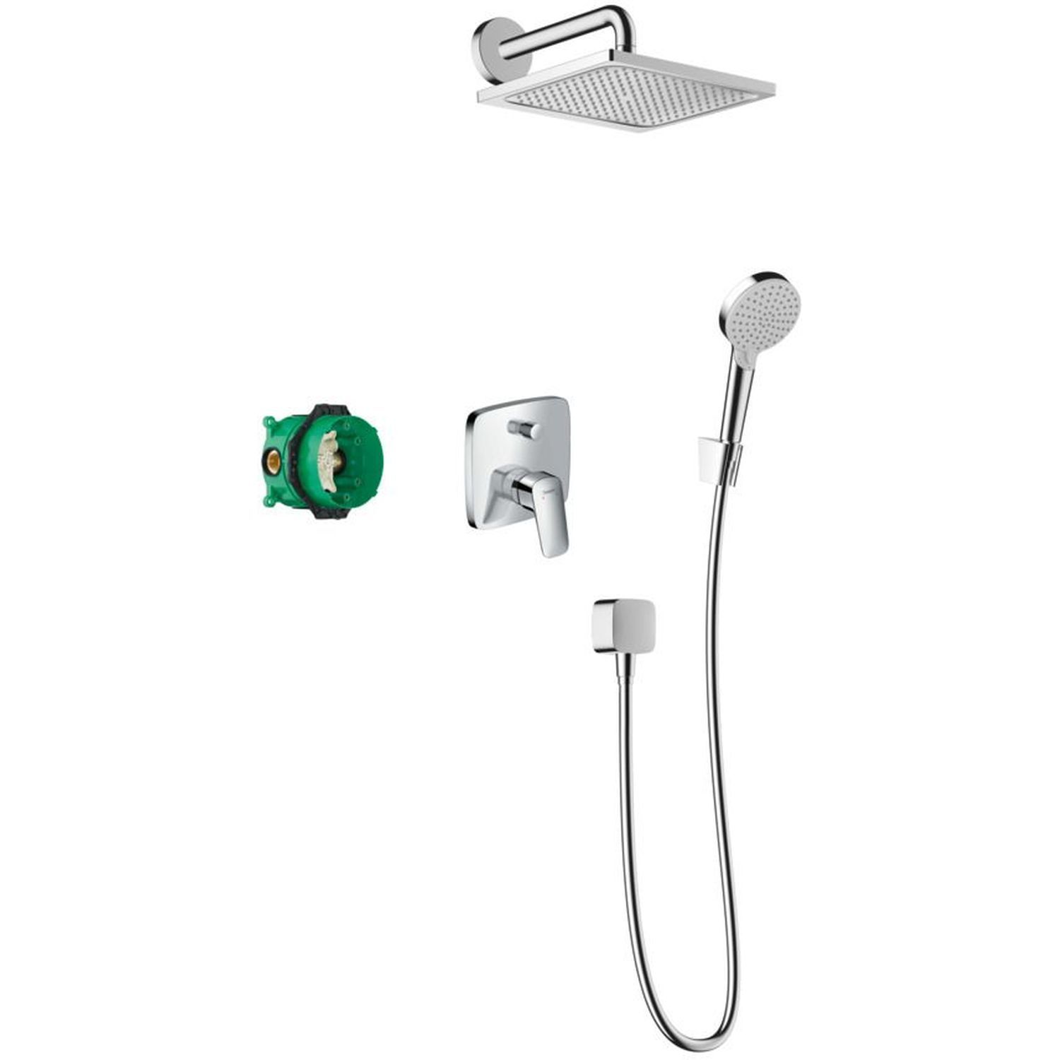 Монтаж набора для душа. Душевой комплект Hansgrohe Crometta s 27958000. Hansgrohe 27957000. Hansgrohe душевая система скрытого монтажа. Hansgrohe 27958000