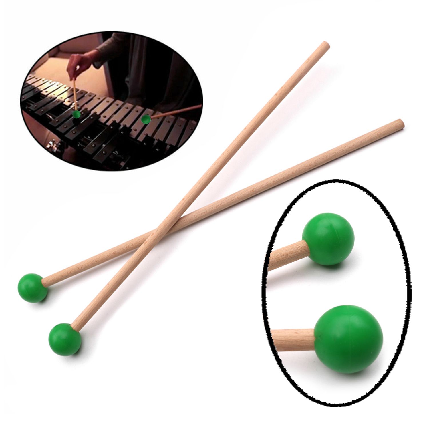 1 пара профессиональных ксилофонных барабанных палочек Marimba Mallet, длина ударных частей